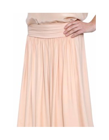 Falda larga de seda con fajín drapeado en cuarzo